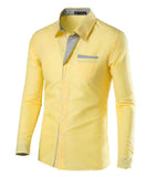Male Fashion Shirts Full Sleeve Stripe Shirt Men Slim Fit Design Formal   Dress Shirts 14 Colors Size M-4XL