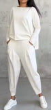 Ensemble pull à manches longues et pantalon sarouel pour femme au design irrégulier
