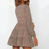 DICLOUD Sexy Leopard V Neck Dresses Women Spring Autumn Long Sleeve A Line Ruffles Sundress Chiffon Short Party Dress Female - Outlet-Marketplace