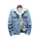 Men Light Blue Winter Jean Jackets Outerwear Warm Denim Coats New Men - Outlet-Marketplace