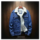 Men Light Blue Winter Jean Jackets Outerwear Warm Denim Coats New Men - Outlet-Marketplace