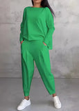 Ensemble pull à manches longues et pantalon sarouel pour femme au design irrégulier