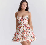 Robe courte trapèze fleurie