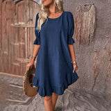 Robe d'été à volants et manches courtes