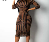 Striped Turtleneck Midi Dress - Outlet-Marketplace