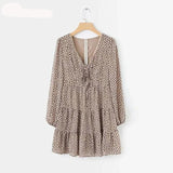 DICLOUD Sexy Leopard V Neck Dresses Women Spring Autumn Long Sleeve A Line Ruffles Sundress Chiffon Short Party Dress Female - Outlet-Marketplace