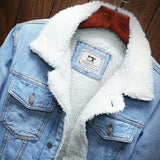 Men Light Blue Winter Jean Jackets Outerwear Warm Denim Coats New Men - Outlet-Marketplace