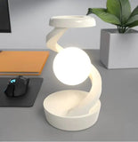 Draaibare maan bureaulamp met draadloos opladen van de telefoon, sensorbediening en nachtlampfunctie