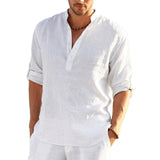 Casual Linen Shirt Short Sleeve - Outlet-Marketplace