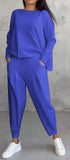 Ensemble pull à manches longues et pantalon sarouel pour femme au design irrégulier