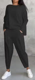 Ensemble pull à manches longues et pantalon sarouel pour femme au design irrégulier